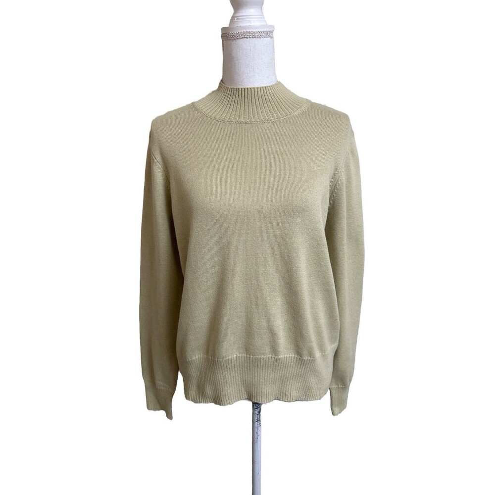 Old Navy Women's M Mock Neck Sweater Seagrass Green 100% Cotton Knit 720564